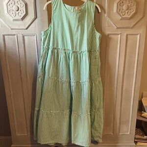 J. Crew Green Striped Kids Dress